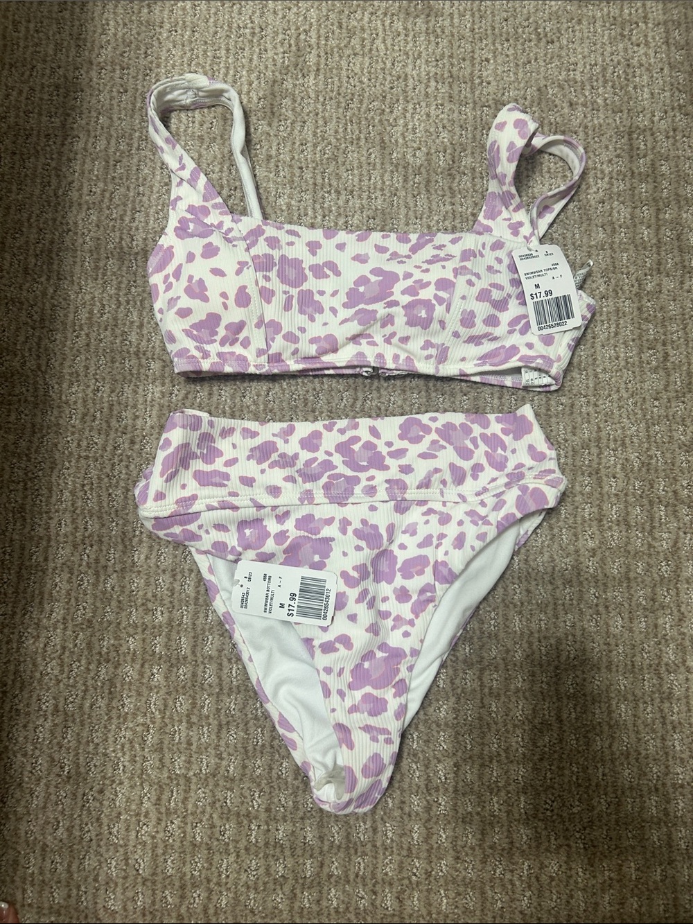 Forever 21 Lilac leopard Ribbed Bikini Set NWT